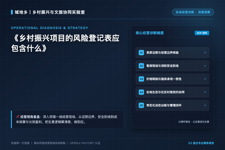 乡村振兴项目的风险登记表应包含什么